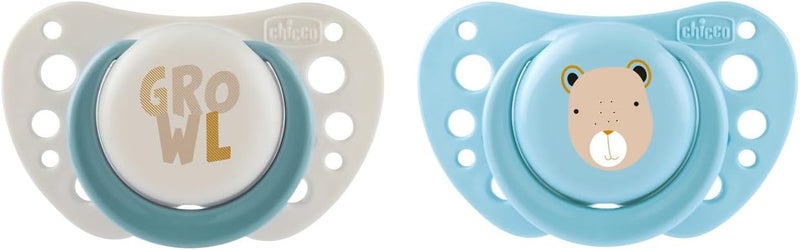 Chicco PhysioForma Air Silicone Soother 2-6m (2 pcs), Blue (Bear-Growl) - Image 1